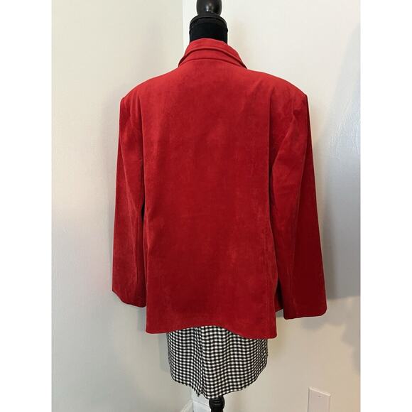 Red Corduroy Blazer Womens Sz 22 Plus Size Jacket Career Wear Trending Holiday - Picture 5 of 14